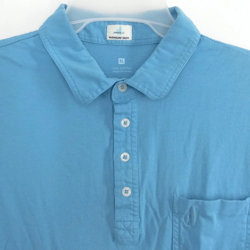 Johnnie-O Hangin' Out Polo Shirt Men's XL Blue 100%‎ Cotton Short Sleeve Pocket